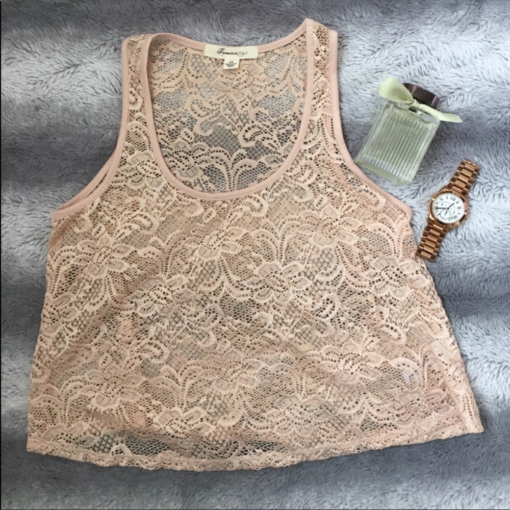 Blush Lace Crop Tank Top